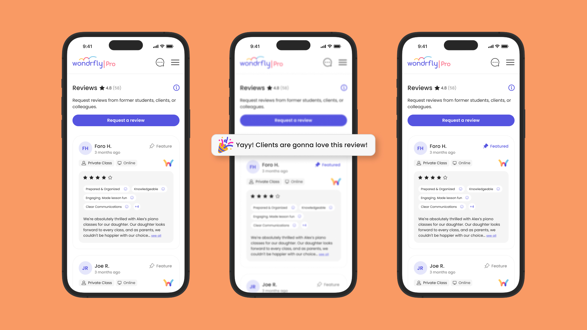 Featured reviews flow